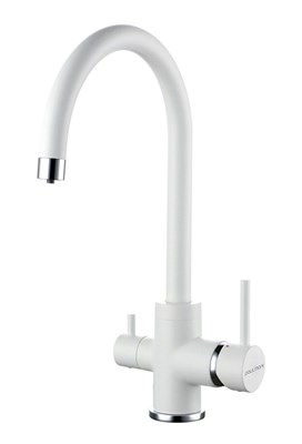Смеситель Paulmark Essen Es213211-431 для кухонной мойки, с подключением к фильтру, белый матовый Es213211-431