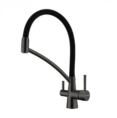 Смеситель Paulmark Siegen Si213111-GM для кухонной мойки, с подключением к фильтру, вороненая сталь Si213111-GM