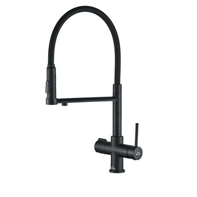 Смеситель для кухни Zorg Steel Hammer SH 2003 BLACK с гибким изливом, черный матовый SH 2003 BLACK