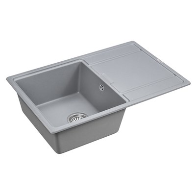 Мойка кухонная Paulmark Flugen PM217850-GRM, 78 см, кварцевая, серый металлик PM217850-GRM