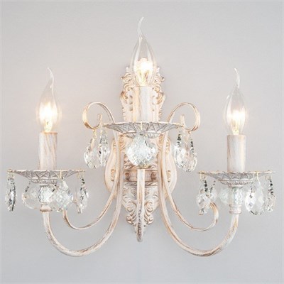 Бра Eurosvet Alda 3305/3 белый с золотом/прозрачный хрусталь Strotskis EV_65797