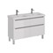 Тумба под сдвоенную раковину Lemark Buno 125 см, подвесная/напольная, планка серая матовая, цвет белый глянец, LM04B125T LM04B125T